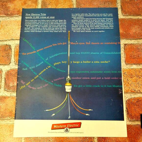 1961 Western Electric - Electron Tube Speeds‎ 11k Voices at once - Vtg PRINT AD - Picture 1 of 10